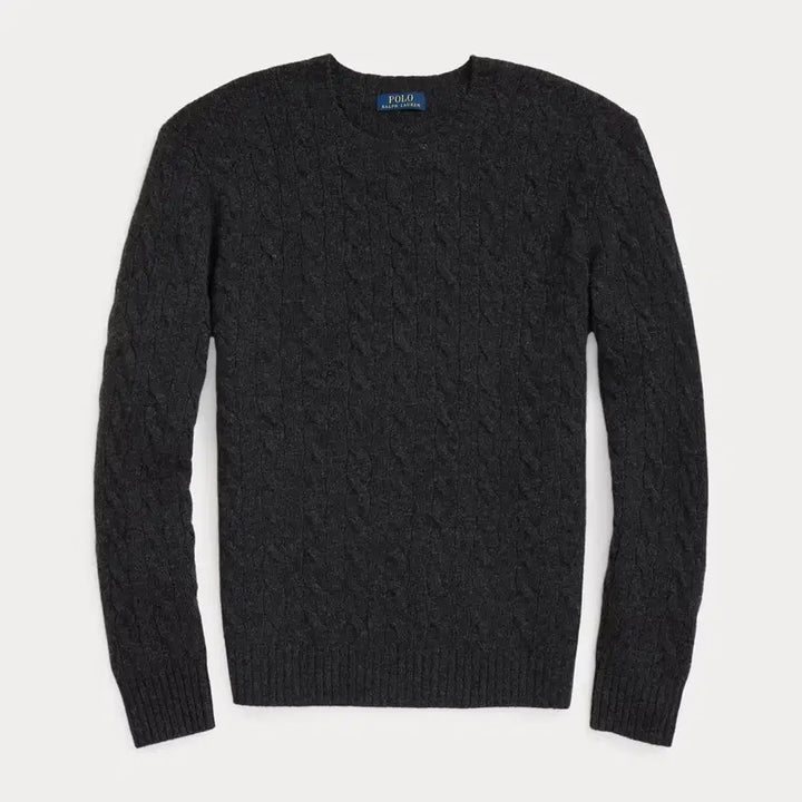[BUNJANG] Polo Ralph Lauren Cable Knit Wool Cashmere Sweater Dark Granite Heather M / 폴로 랄프로렌 케이블 니트 울 캐시미어 스웨터 다크 그라나이트 헤더 M
