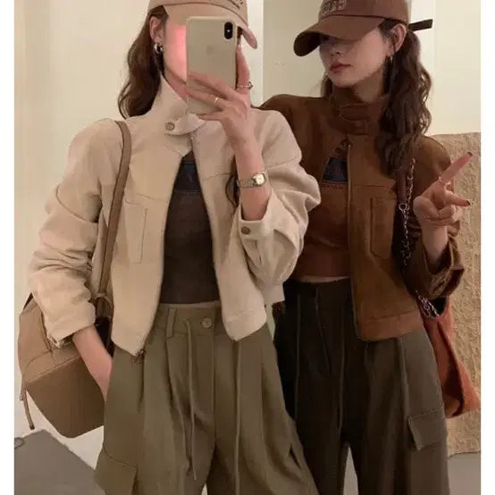 [BUNJANG] Cream Cropped Short Jacket Outerwear / 크롭 숏 자켓 아우터 블랙