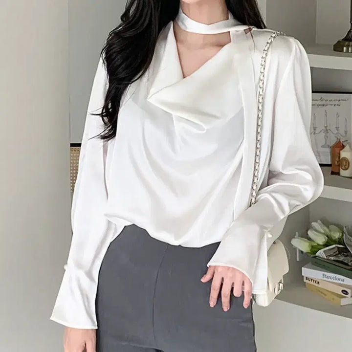[BUNJANG] MOMBBE Drape Blouse (55-66) New / 몸빼(MOMBBE) 드레이프 블라우스 55-66 새상품