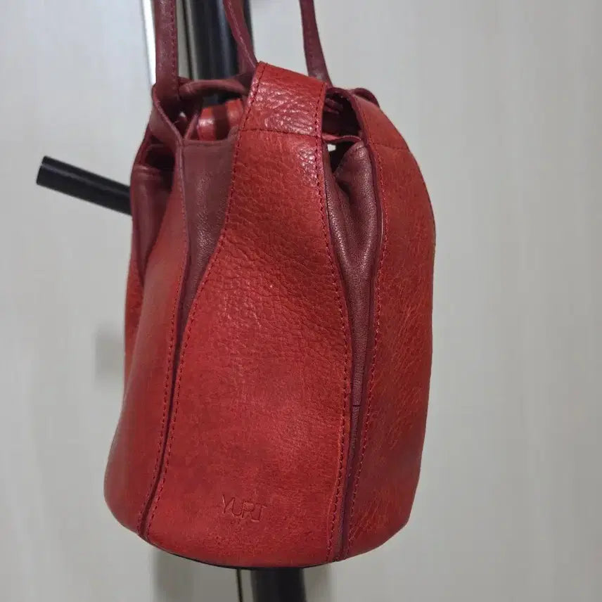 [BUNJANG] YURT Leather Bucket Bag - Red Shoulder Bag / 유르트 가죽 버킷백 레드 숄더백