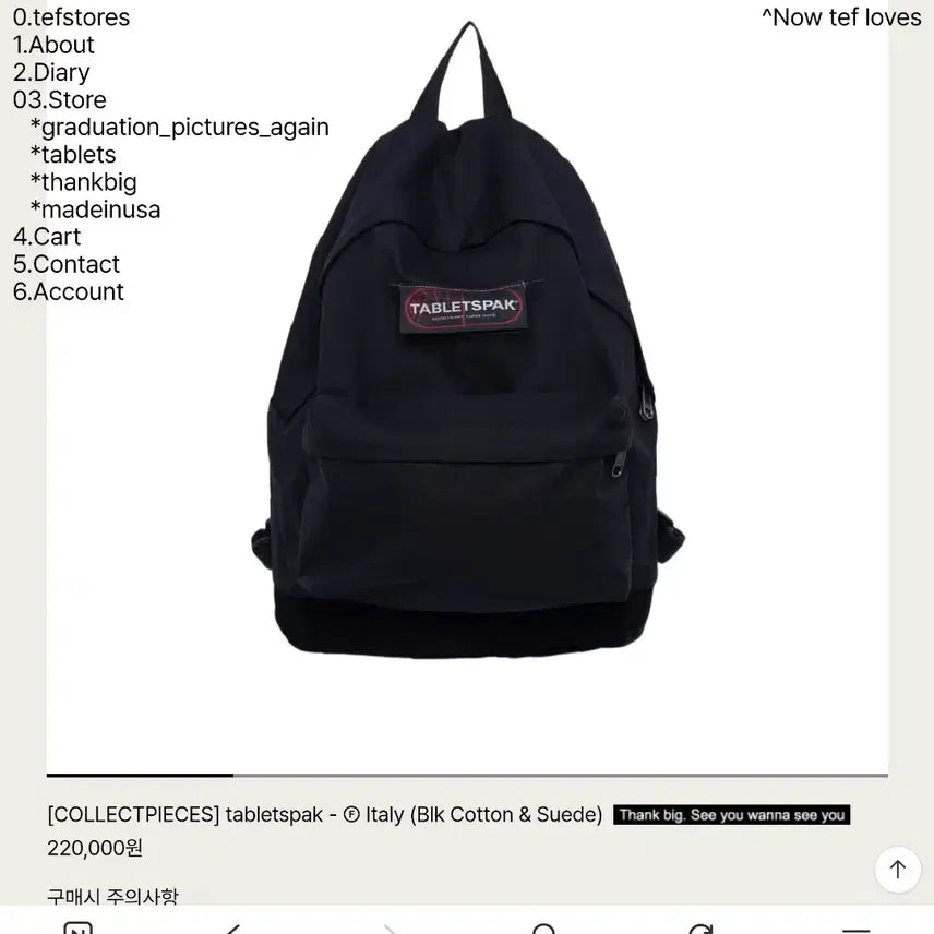 [SOLD OUT] 컬렉트피시스 테프스토어 타블렛츠 백팩