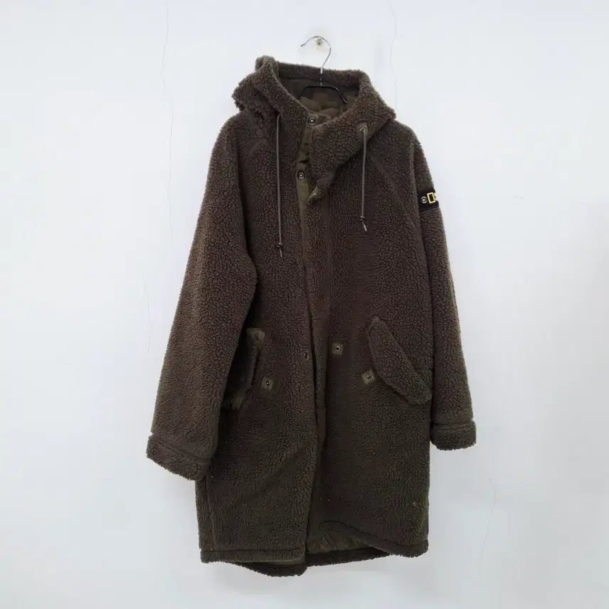 [BUNJANG] National Geographic Lapus Fleece Boucle Jumper Jacket (Khaki, Size 100) / 내셔널지오그래픽 라푸스 플리스 부클 점퍼 후리스 자켓 공용 100 카키