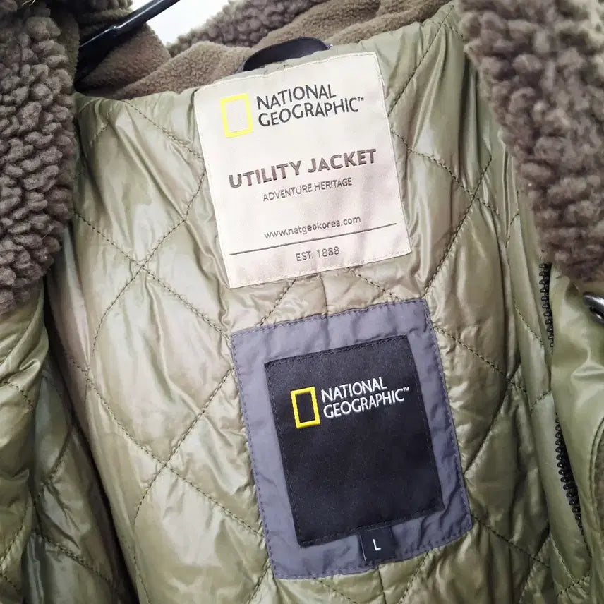 [BUNJANG] National Geographic Lapus Fleece Boucle Jumper Jacket (Khaki, Size 100) / 내셔널지오그래픽 라푸스 플리스 부클 점퍼 후리스 자켓 공용 100 카키