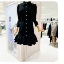 [BUNJANG] Black Shirt Flare Mini Dress / 블랙 셔츠 원피스 플레어 미니 원피스