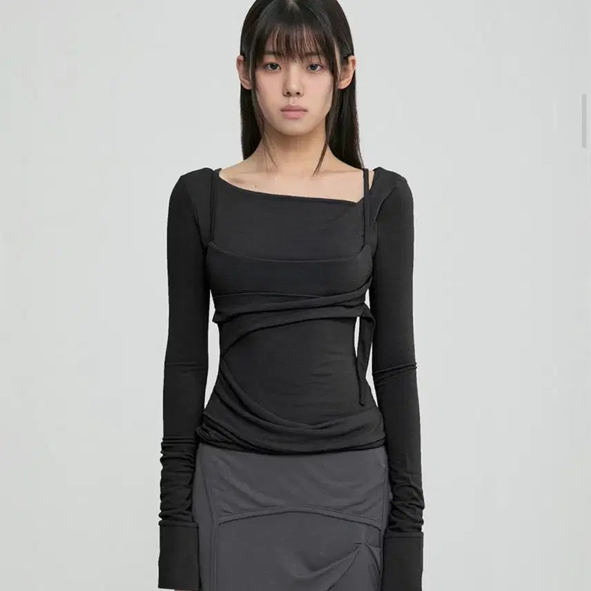 [BUNJANG] 할인!플레어업 Layered Bustier Long Sleeve blac / 할인!플레어업 Layered Bustier Long Sleeve blac