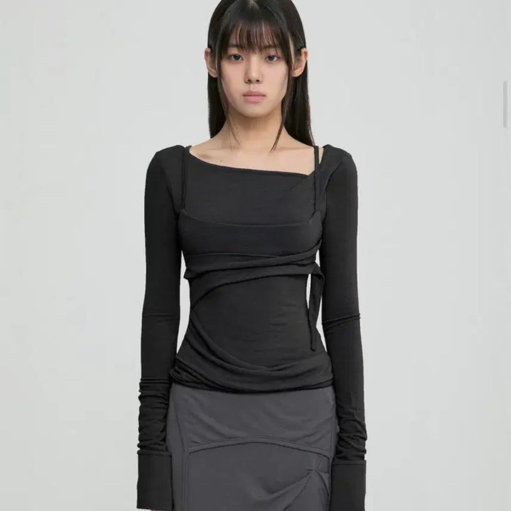 [BUNJANG] 할인!플레어업 Layered Bustier Long Sleeve blac / 할인!플레어업 Layered Bustier Long Sleeve blac