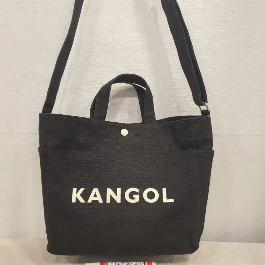 [BUNJANG] Kangol Black Canvas Tote Bag / Crossbody Bag / 캉골 블랙 캔버스 토트백 겸 크로스백