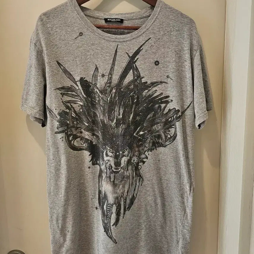 [BUNJANG] Balmain Wolf T-Shirt Gray L / [정품] 발망 2011FW 울프 티셔츠 그레이 L
