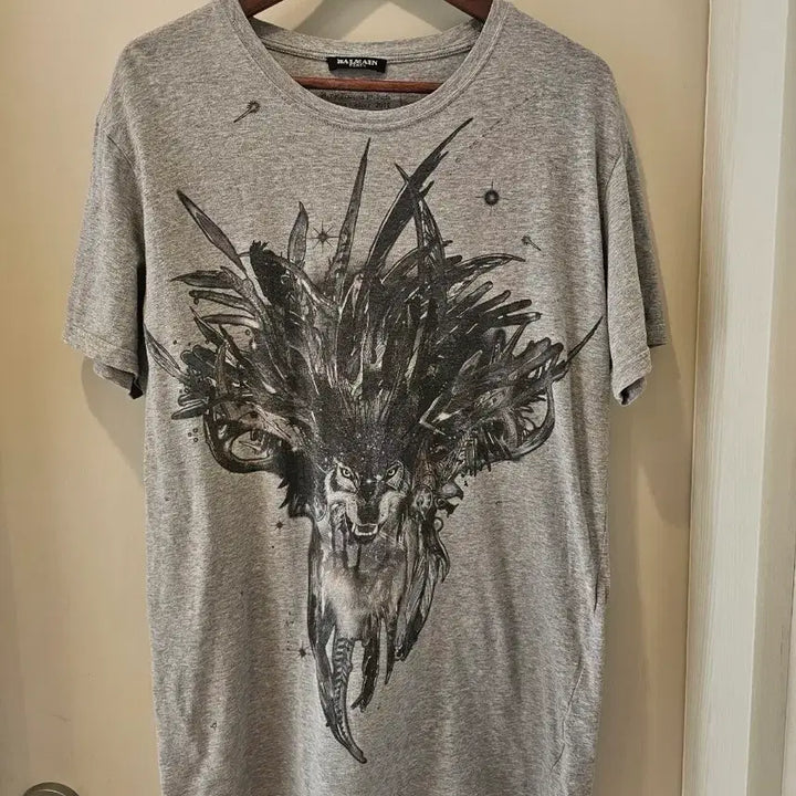 [BUNJANG] Balmain Wolf T-Shirt Gray L / [정품] 발망 2011FW 울프 티셔츠 그레이 L