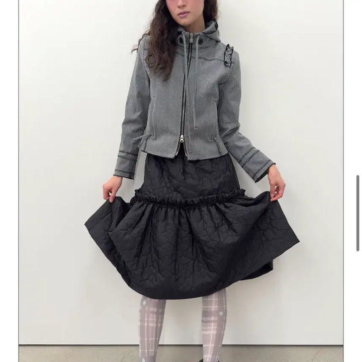 [BUNJANG] Type Service Ruffle Stitch Hoodie Jacket / 타입서비스 러플 스티치 후디 자켓