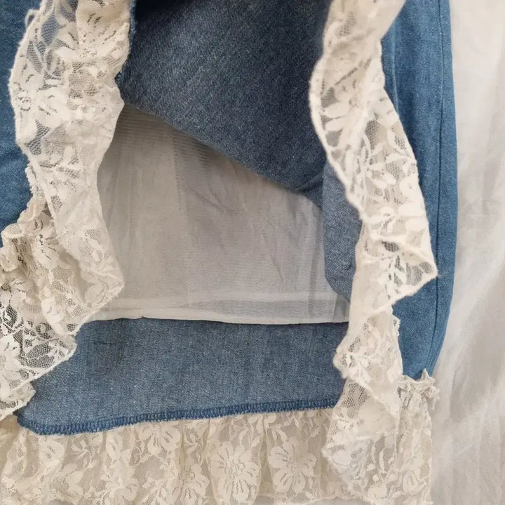 [BUNJANG] Vintage Denim Lace Sleeveless Long Dress / 빈티지 데님 레이스 민소매 롱 원피스 (55~66사이즈,상태양호)