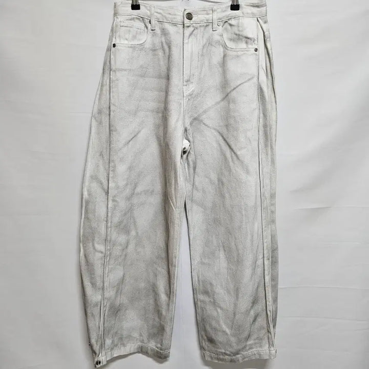 [BUNJANG] DNSR Dirty White Denim Pants Size S (29) / DNSR 사이드 버튼 더티드 화이트 데님팬츠 29