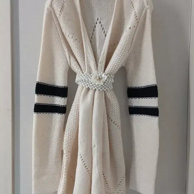 [BUNJANG] Maje Ivory Colorblock Cardigan / 마쥬 아이보리 배색 가디건