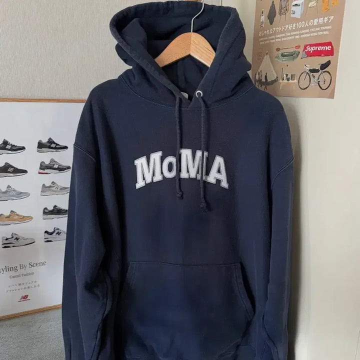 [BUNJANG] MoMA x Champion Reverse Weave Navy Hoodie XL / MoMA 네이비 후드티 xl
