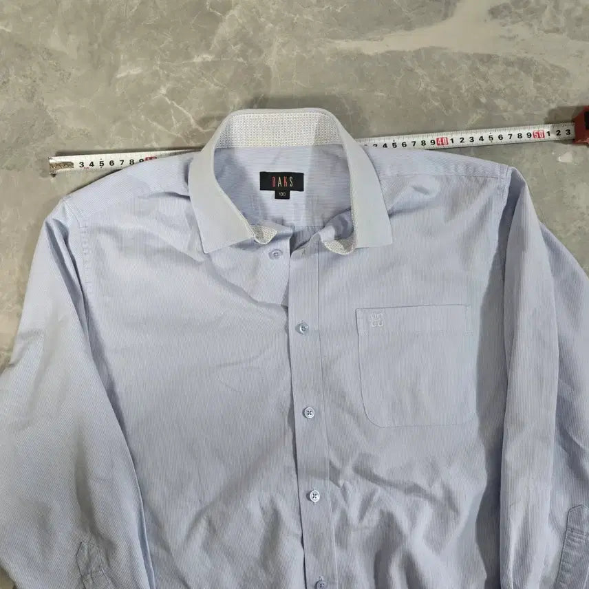 [BUNJANG] Daks Sky Blue Striped Long Sleeve Shirt / 닥스 하늘색 스트라이프 긴팔 셔츠 100