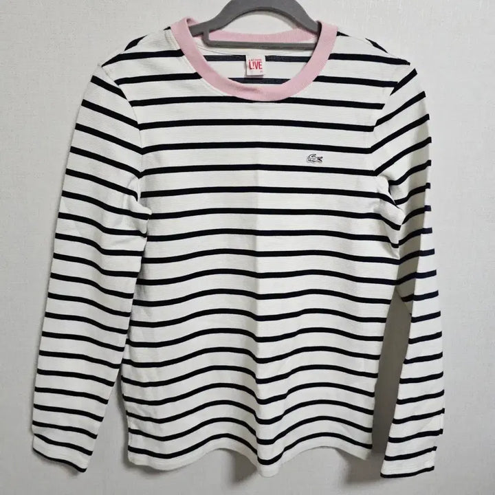 [BUNJANG] Lacoste Live Pink Stripe Long Sleeve T-shirt / [XS] 라코스테 라이브 핑크 배색 스트라이프 긴팔 티셔츠 (TF7297