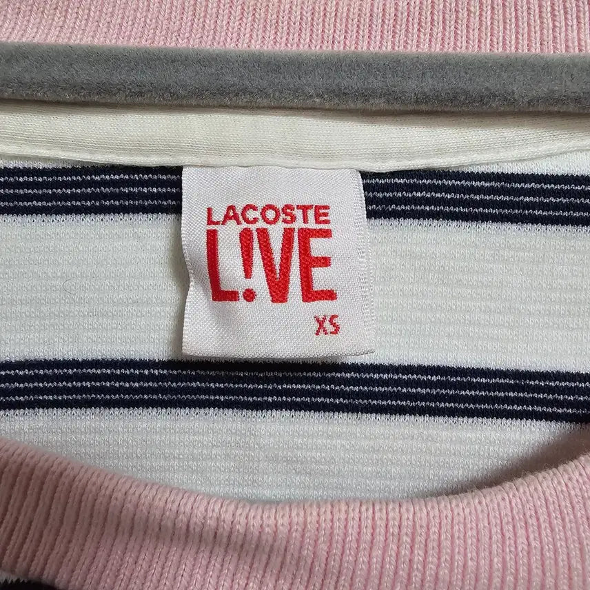 [BUNJANG] Lacoste Live Pink Stripe Long Sleeve T-shirt / [XS] 라코스테 라이브 핑크 배색 스트라이프 긴팔 티셔츠 (TF7297