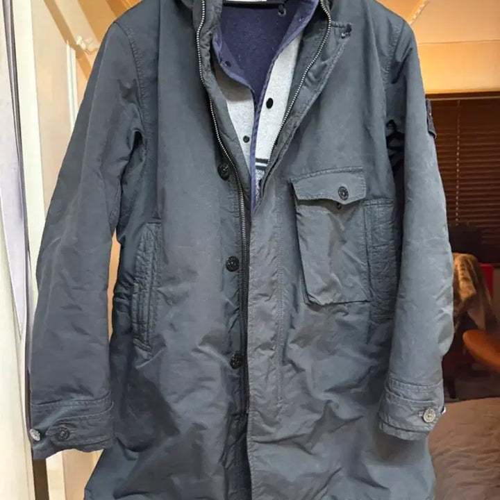 [BUNJANG] Stone Island David Leather Jacket / 스톤아일랜드 양털 가죽 무스탕 후드 다비드 레더 자켓 david