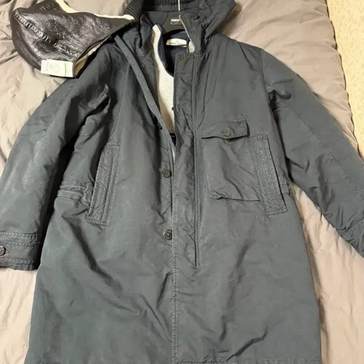 [BUNJANG] Stone Island David Leather Jacket / 스톤아일랜드 양털 가죽 무스탕 후드 다비드 레더 자켓 david