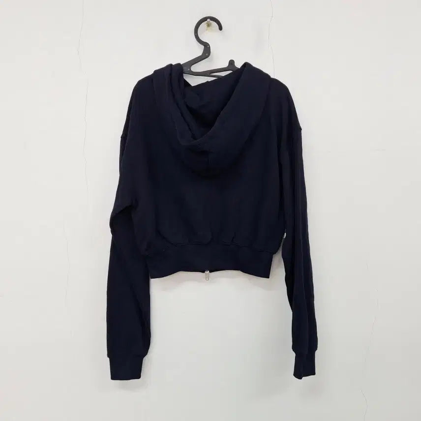 [BUNJANG] AVIE MUAH Essential Crop Cotton Zip-up Hoodie (Navy) / 아비에무아 에센셜 크롭 코튼 집업 후드 1 네이비