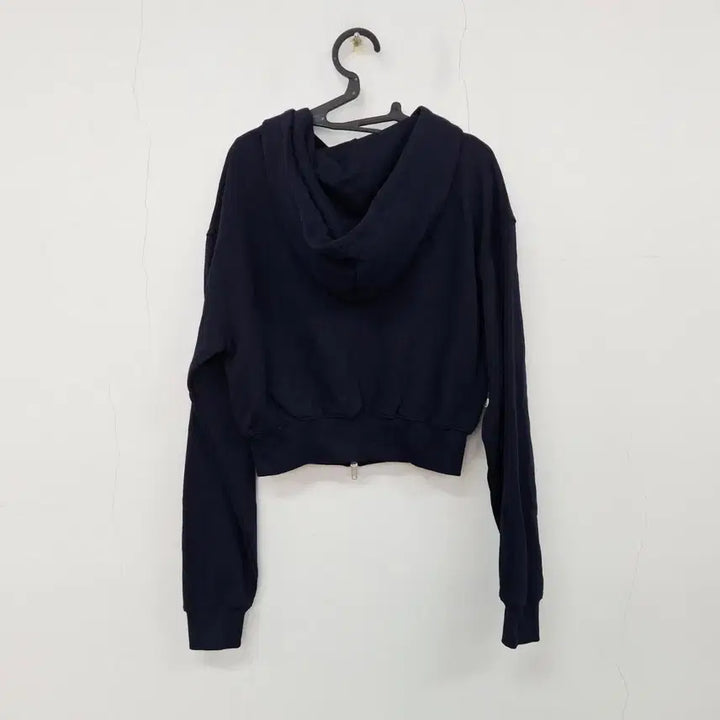 [BUNJANG] AVIE MUAH Essential Crop Cotton Zip-up Hoodie (Navy) / 아비에무아 에센셜 크롭 코튼 집업 후드 1 네이비