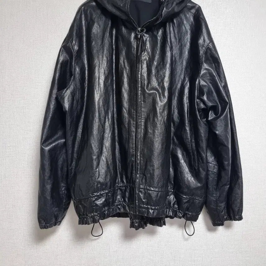 [BUNJANG] TIME Synthetic Leather Jumper / * 타임 합성 가죽 점퍼 프리사이즈