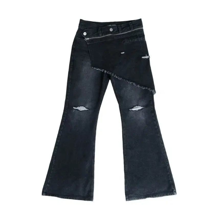 [BUNJANG] IFeellucky Bootcut Skirt Denim Pants - Black / [L] IFeellucky 아이필럭키 부츠컷 스커트 데님팬츠 블랙