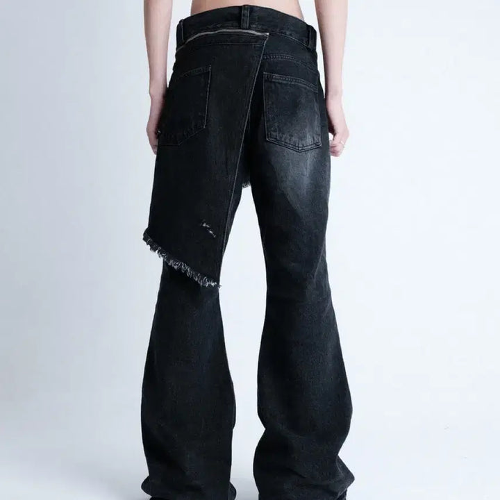 [BUNJANG] IFeellucky Bootcut Skirt Denim Pants - Black / [L] IFeellucky 아이필럭키 부츠컷 스커트 데님팬츠 블랙