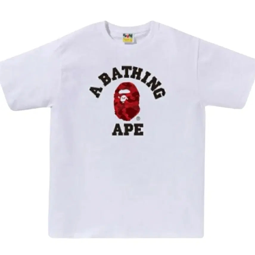 [BUNJANG] BAPE Color Camo College T-shirt White Red (S) / 베이프 컬러 카모 컬리지 티셔츠 화이트 레드 S