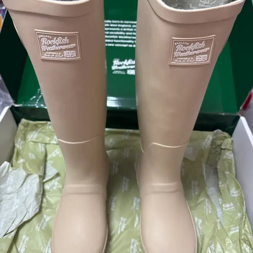 [BUNJANG] Rockfish Weatherwear Long Rain Boots Beige / 락피쉬 웨더웨어 롱 레인부츠 베이지