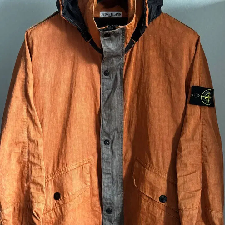 [BUNJANG] Stone Island Marino Wool Blend Hooded Jacket Orange L (105) / 스톤아릴랜드 리노 오렌지 후드 자켓 11/12 L(105)