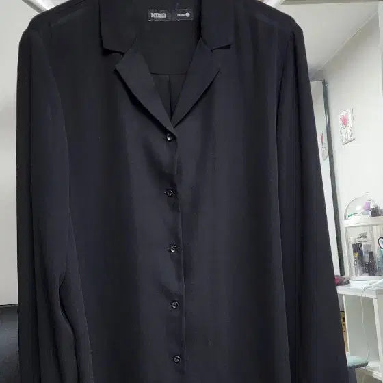 [BUNJANG] MIXXO Black Blouse Shirt (L) / MIIXO 블랙 셔츠 블라우스 라지