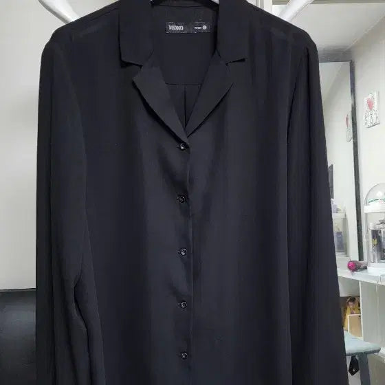 [BUNJANG] MIXXO Black Blouse Shirt (L) / MIIXO 블랙 셔츠 블라우스 라지