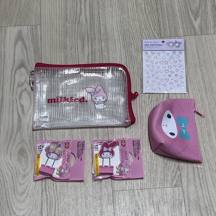 [BUNJANG] My Melody Pouch Clip Mini Seal Set / 마이멜로디 파우치 + 클립 + 미니씰 세트