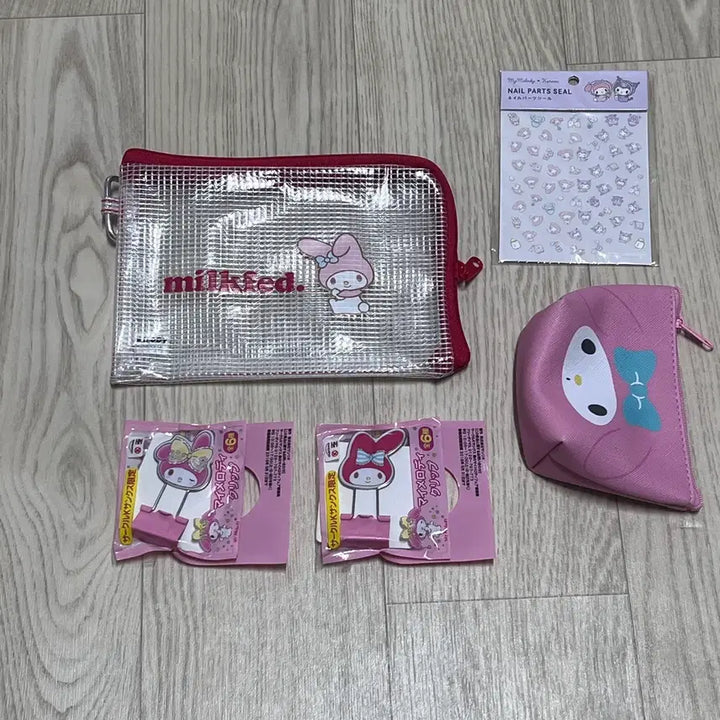 [BUNJANG] My Melody Pouch Clip Mini Seal Set / 마이멜로디 파우치 + 클립 + 미니씰 세트