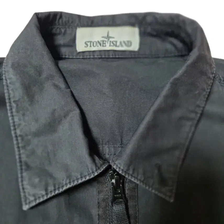 [SOLD OUT] [정품/XL] 스톤아일랜드 가먼트다잉 집업 오버셔츠 블랙