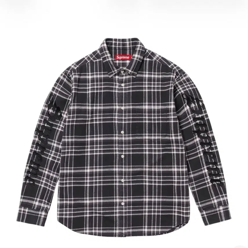 [SOLD OUT] 슈프림 올드 잉글리쉬 플레이드 플란넬 셔츠 블랙 - 25SS XL사이즈