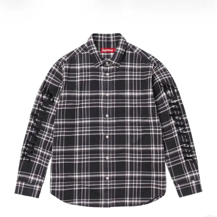 [SOLD OUT] 슈프림 올드 잉글리쉬 플레이드 플란넬 셔츠 블랙 - 25SS XL사이즈