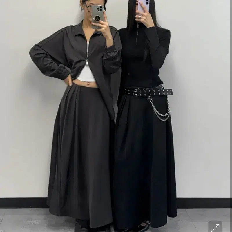 [BUNJANG] Trimming Bird Double Stripe Track Skirt / 트리밍버드 더블 스트라이프 트랙 셋업 스커트