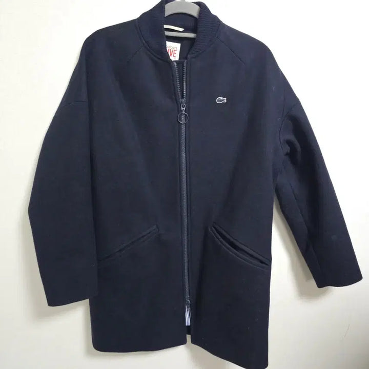 [BUNJANG] Lacoste L!VE Stadium Long Coat (Navy) / [정품/XS] 라코스테 라이브 여성 울 혼방 스타디움 롱 코트 (네이비)