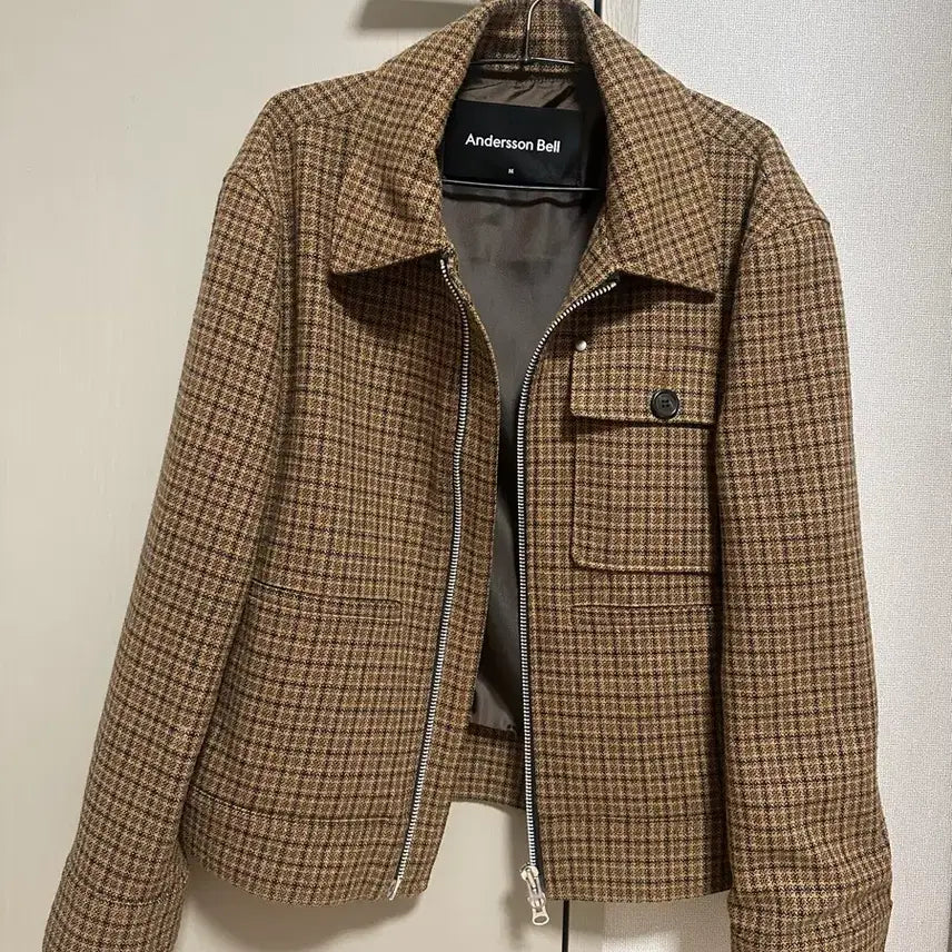 [BUNJANG] Andersson Bell Patrick Check Zipped Jacket / 패트릭 체크 지퍼 자켓 awa230m(Brown)