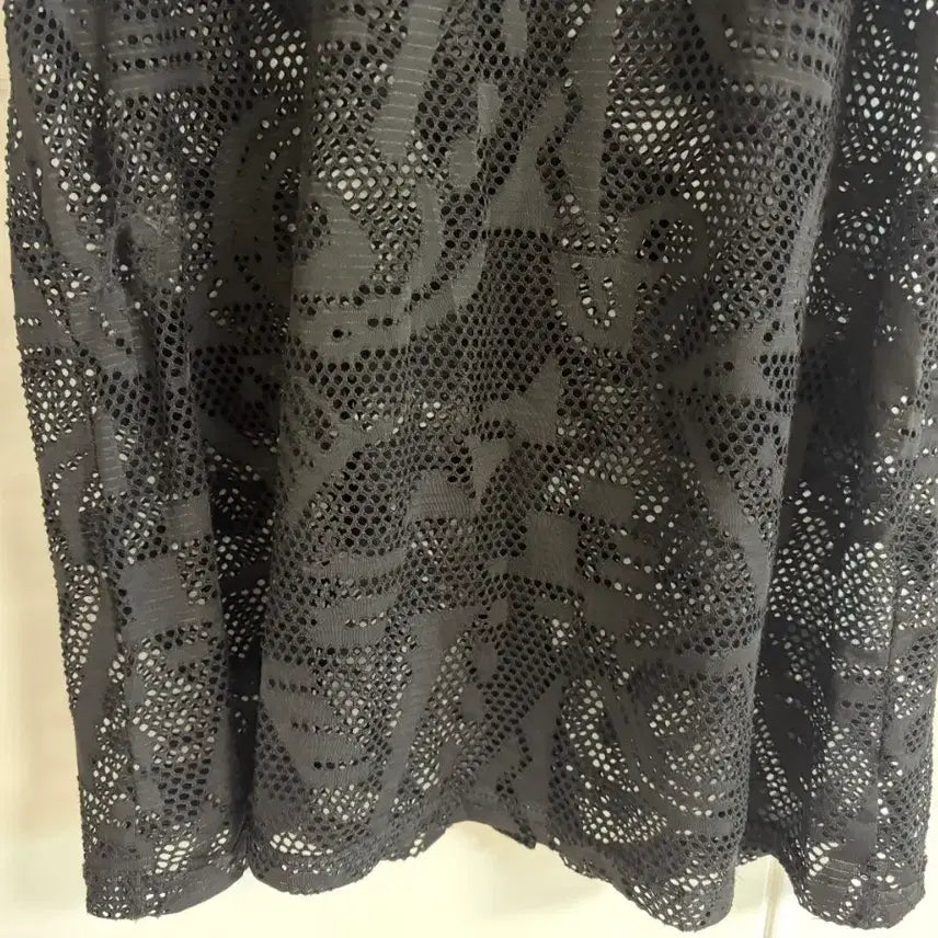 [BUNJANG] Vintage Black Knit Sleeveless Blouse / (일본 수입 빈티지)뜨개 셔츠 블랙 니트 나시 민소매 시스루 블라우스 M