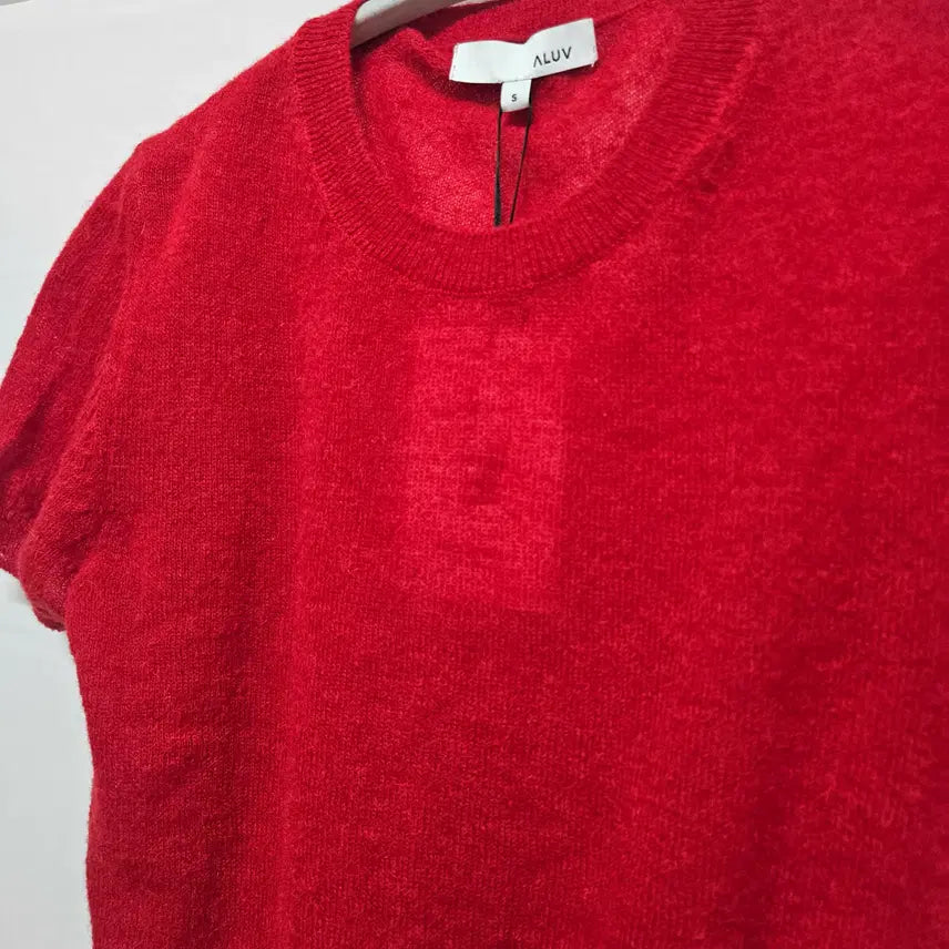 [BUNJANG] Aluv Baby Alpaca Knit Top / 에이루브 aluv 베이비 알파카 반팔 니트 S