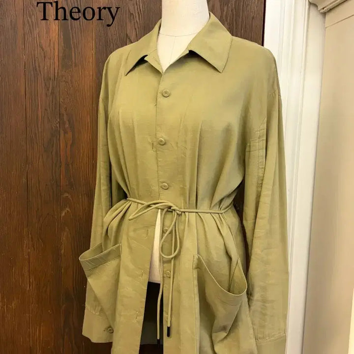 [BUNJANG] Theory Linen Blend Shirt Jacket / 띠어리 정품 카키 린넨혼방 셔츠형 자켓