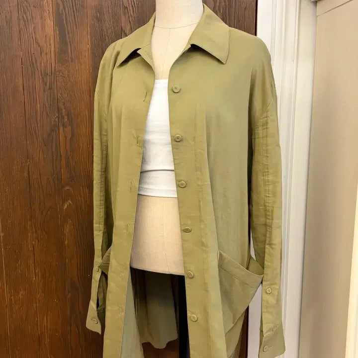 [BUNJANG] Theory Linen Blend Shirt Jacket / 띠어리 정품 카키 린넨혼방 셔츠형 자켓