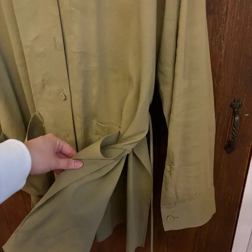 [BUNJANG] Theory Linen Blend Shirt Jacket / 띠어리 정품 카키 린넨혼방 셔츠형 자켓