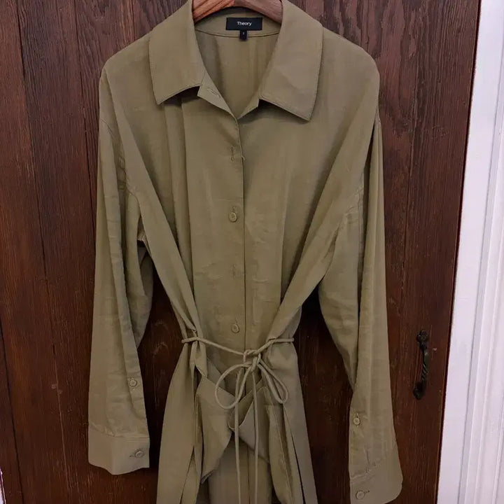 [BUNJANG] Theory Linen Blend Shirt Jacket / 띠어리 정품 카키 린넨혼방 셔츠형 자켓