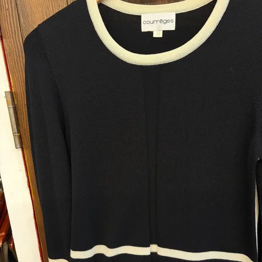 [BUNJANG] Courrèges Black Color Block Knit Ensemble / 꾸레쥬 정품 블랙 배색니트 앙상블