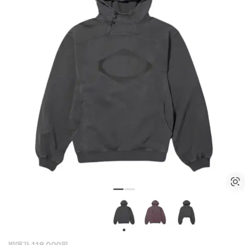 [BUNJANG] Mischief Rhombus Side Button Up Washed Charcoal Hoodie / 미스치프 롬버스 사이드 버튼 업 후드 워시드 차콜 후드티