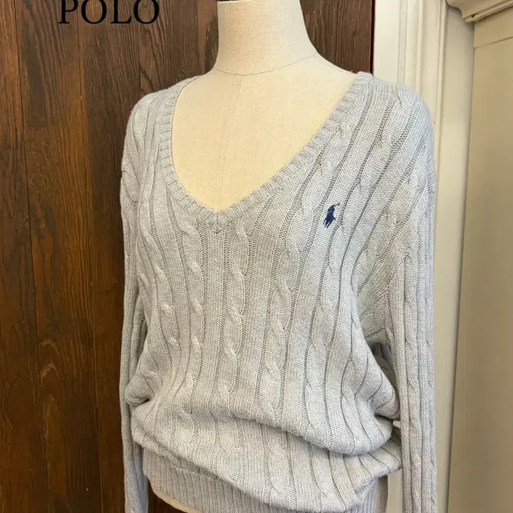 [BUNJANG] Ralph Lauren Gray Cable Knit Sweater / 랄프로렌 정품 그레이 케이블 니트